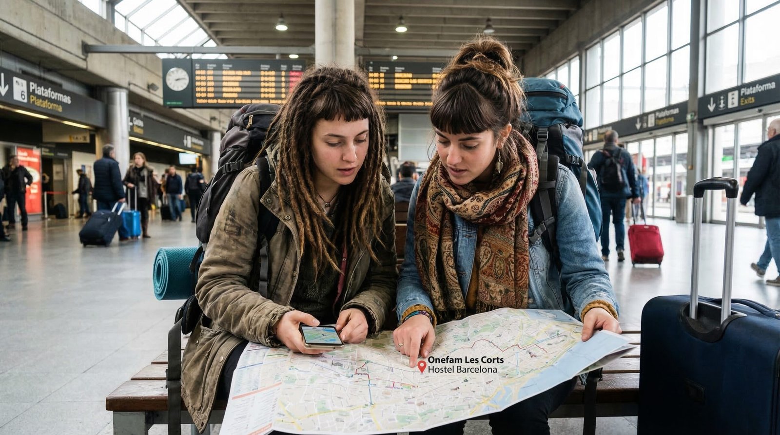 How to get to Onefam Les Corts Hostel Barcelona from Sants Station