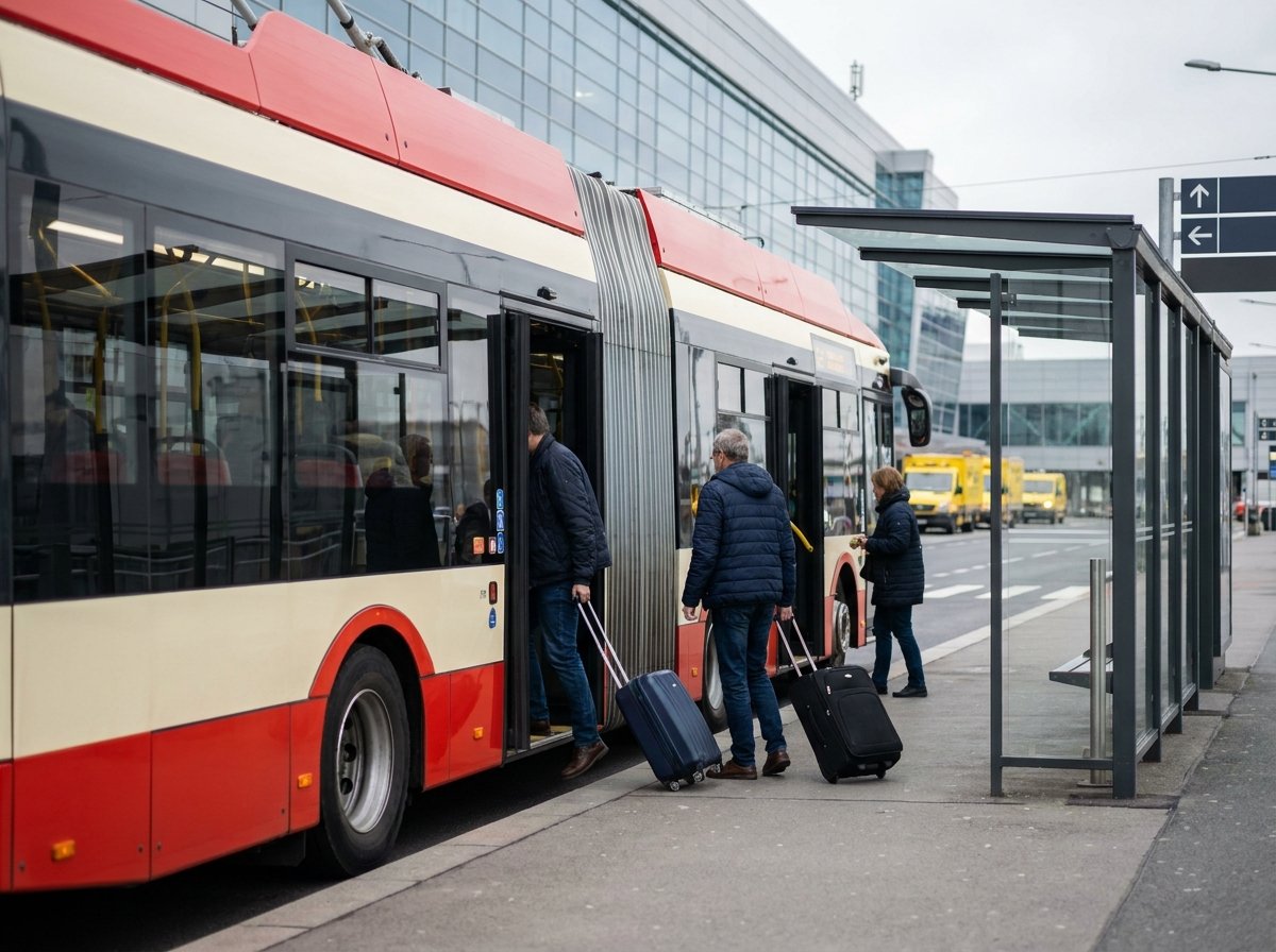 Prague trolleybus 59 at Václav Havel Airport — the route most guests use to reach Vinohrady